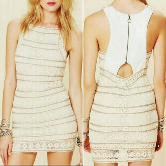 Free People NEW ROMANTICS Valkyrie Leather Lace Dress XS - Picture 1 of 10